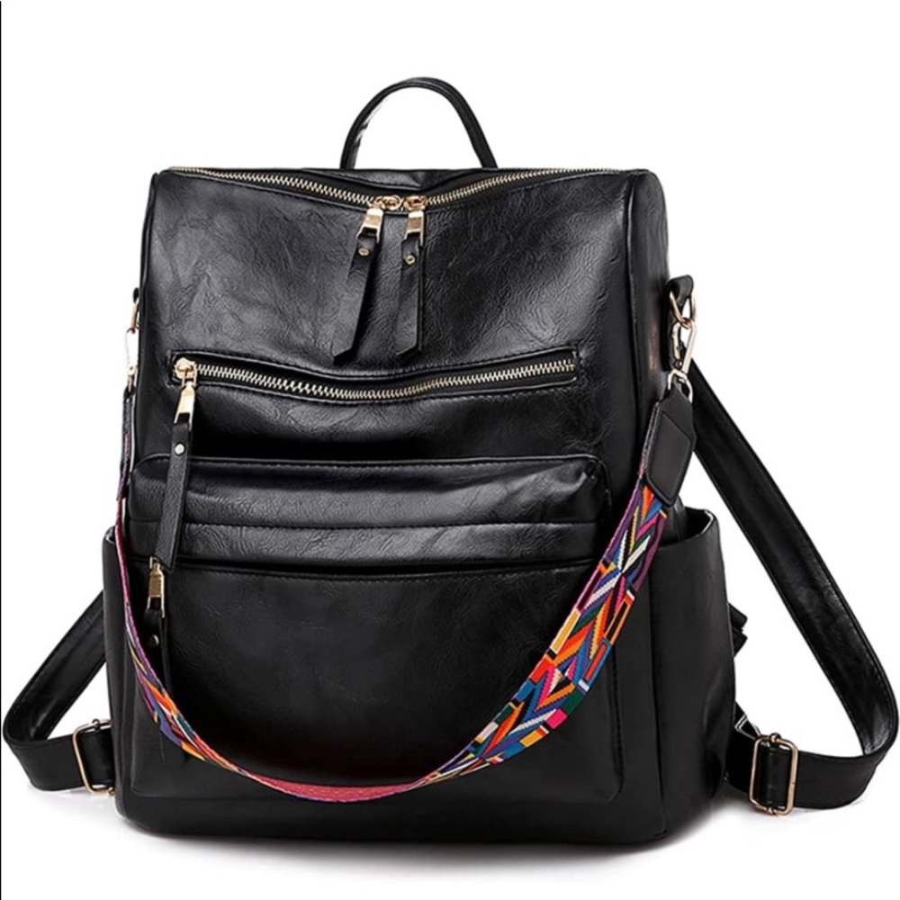 Medium sized faux leather backpack purse